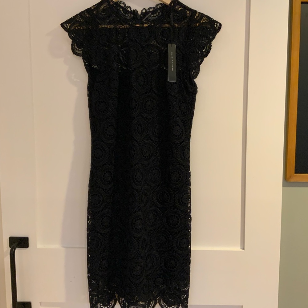 NWT Elie Tahari Vintage Lace Dark Navy Dress-6